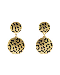 Leopard-Printed Animal Double Drop Earrings displayed on white background – Dauplaise Jewelry