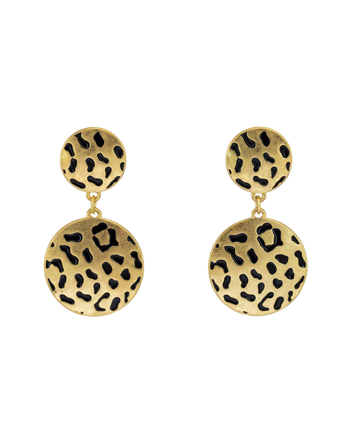 Dauplaise Jewelry - Leopard-Printed Animal Double Drop Earrings