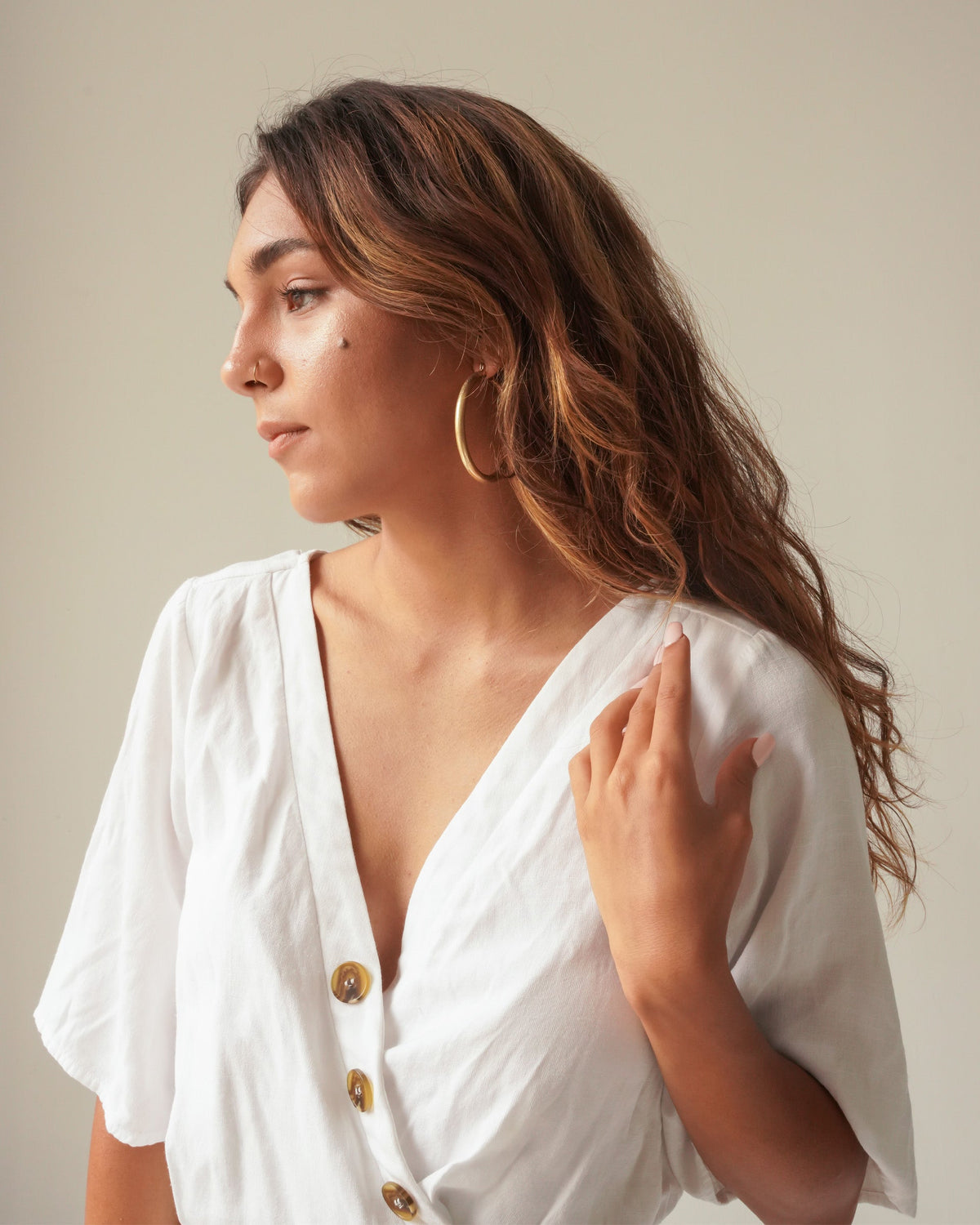 Dauplaise Jewelry - Worn Gold Tubular Hoop Earrings