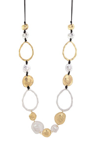 Two-tone metal open-link long necklace – Dauplaise Jewelry