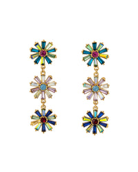 Dauplaise Jewelry - Garden Glamour: Linear Multi-Colored Glass Stone Earrings