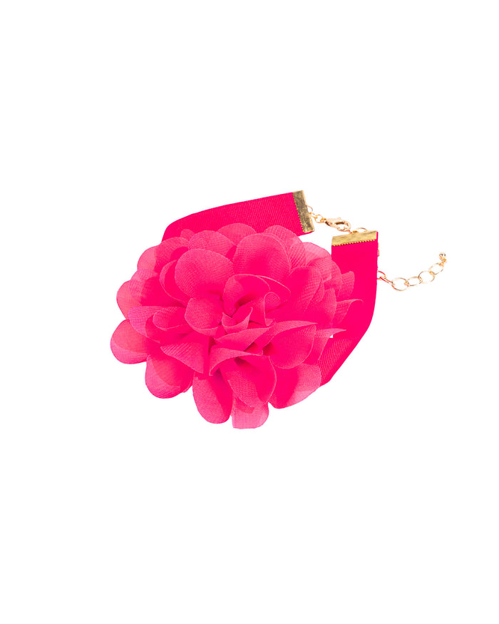 Sydney's Bright Pink Chiffon Flower Choker