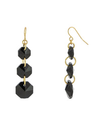 Black-Gold Galaxy Earrings displayed on white background – Dauplaise Jewelry