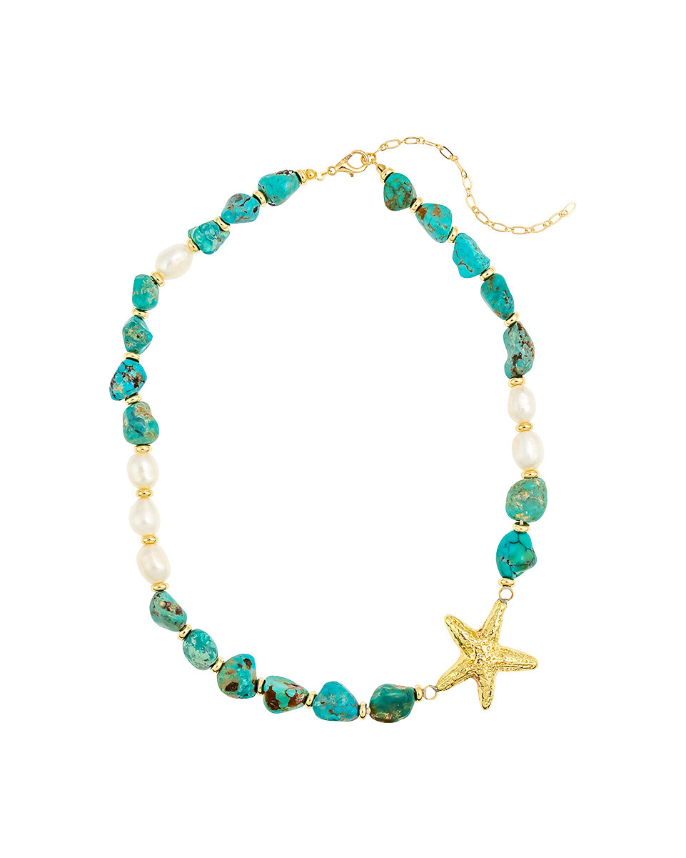 Dauplaise Jewelry - Turquoise and Pearl Starfish Necklace