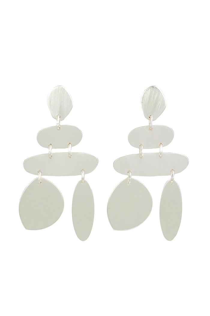 Dauplaise Jewelry - Striking Silver-tone Tiered Drop Earrings