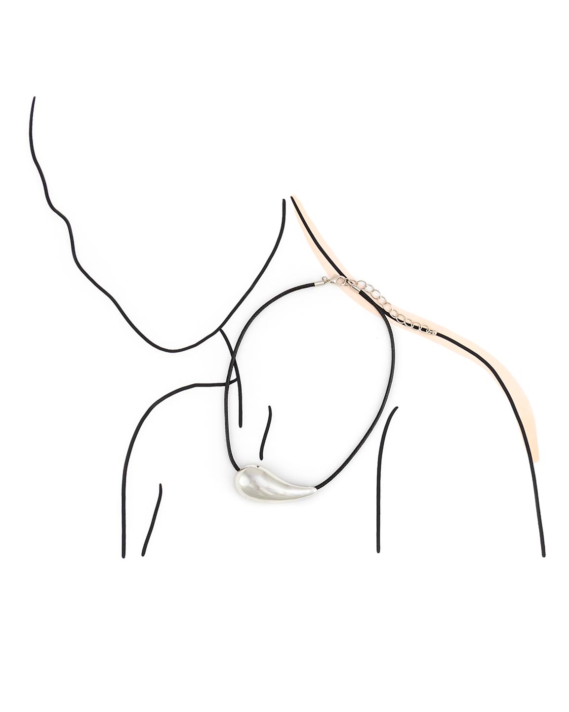 Minimalist necklace on a model outline