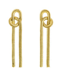 Golden-Tone Knot Earrings displayed on white background – Dauplaise Jewelry