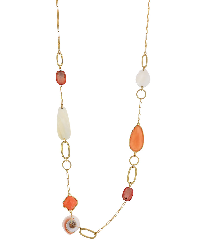 Dauplaise Jewelry - Coral Cascade Multi-Linked Necklace