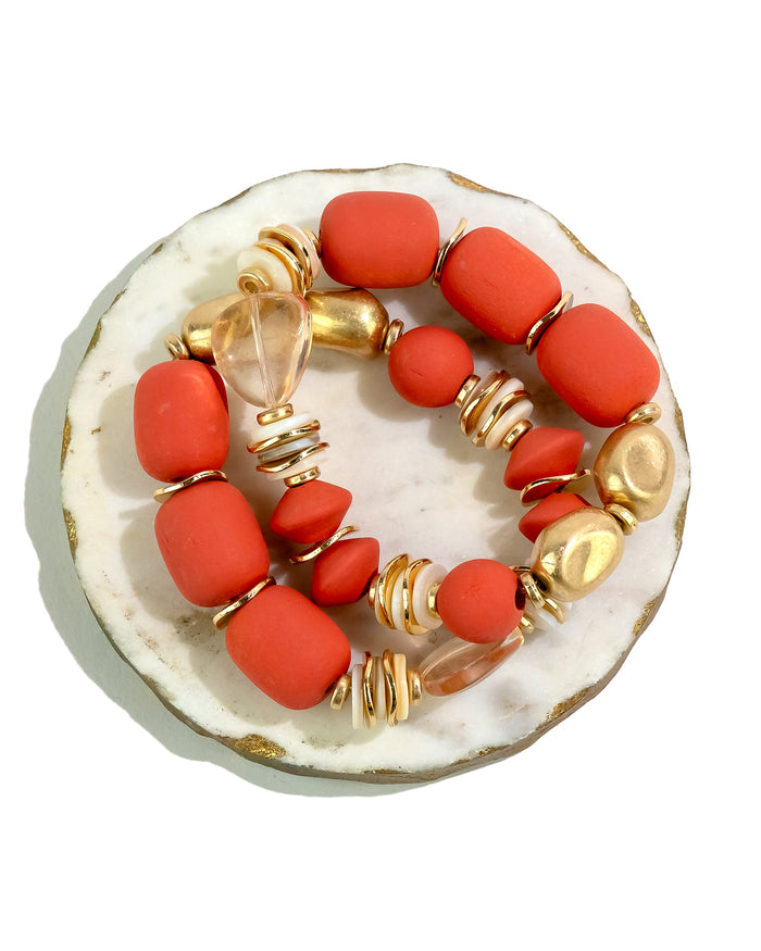 Dauplaise Jewelry - Coral Radiance Nugget Stretch Bracelet