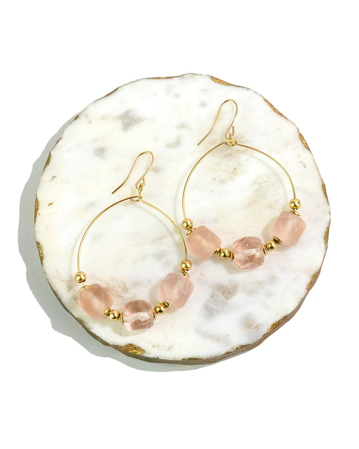 Dauplaise Jewelry - Coral Cascade Gold Hoop Earrings