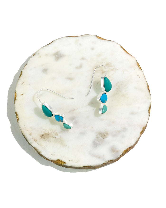 Dauplaise Jewelry - Teardrop Cascade Turquoise Elegance Earrings