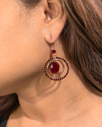 Dauplaise Jewelry - Crimson Sunburst Hoops