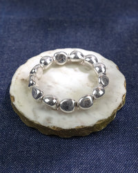 Silver-Tone Textured Bead Stretch Bracelet