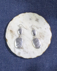 Silver-Tone Double Oval Drop Earrings