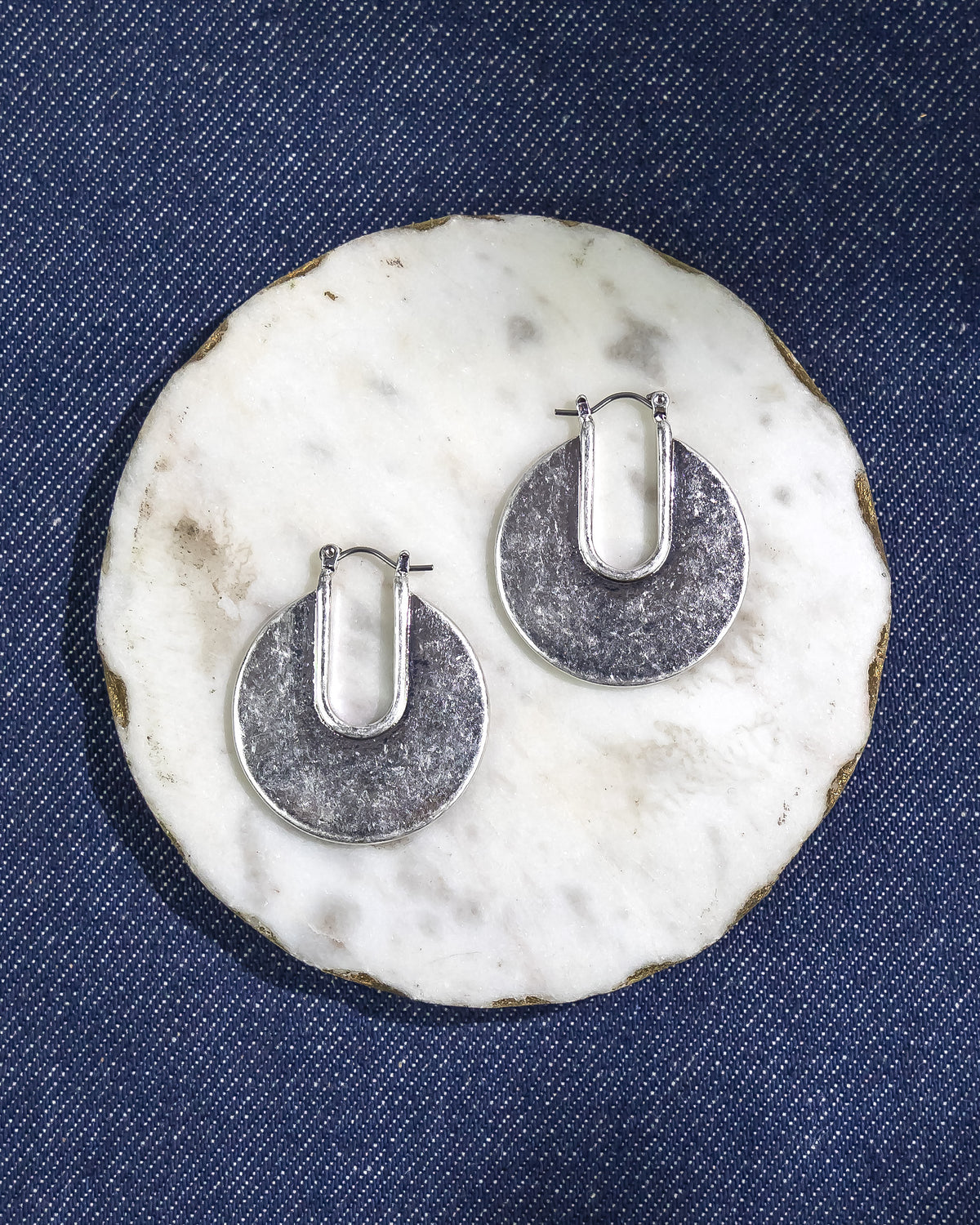 Textured Silver-Tone Hoop Earrings