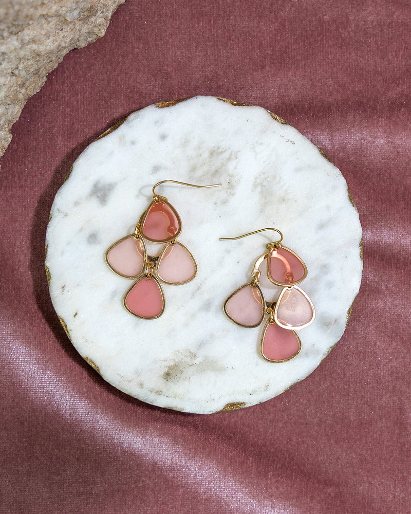 Dauplaise Jewelry - Cascading Pink Stone Drop Earrings