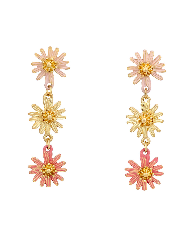Daupaise Jewelry - Triple Daisy Drop Earrings