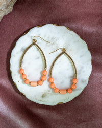 Daupaise Jewelry - Teardrop Dangle Earrings with Coral Beads