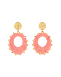 Coral Radiance Drop Earrings displayed on white background – Dauplaise Jewelry