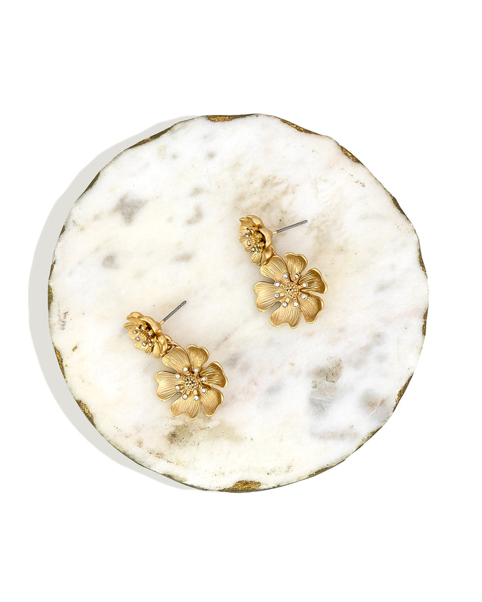 Dauplaise Jewelry - Blooming Elegance Crystal Drop Earrings