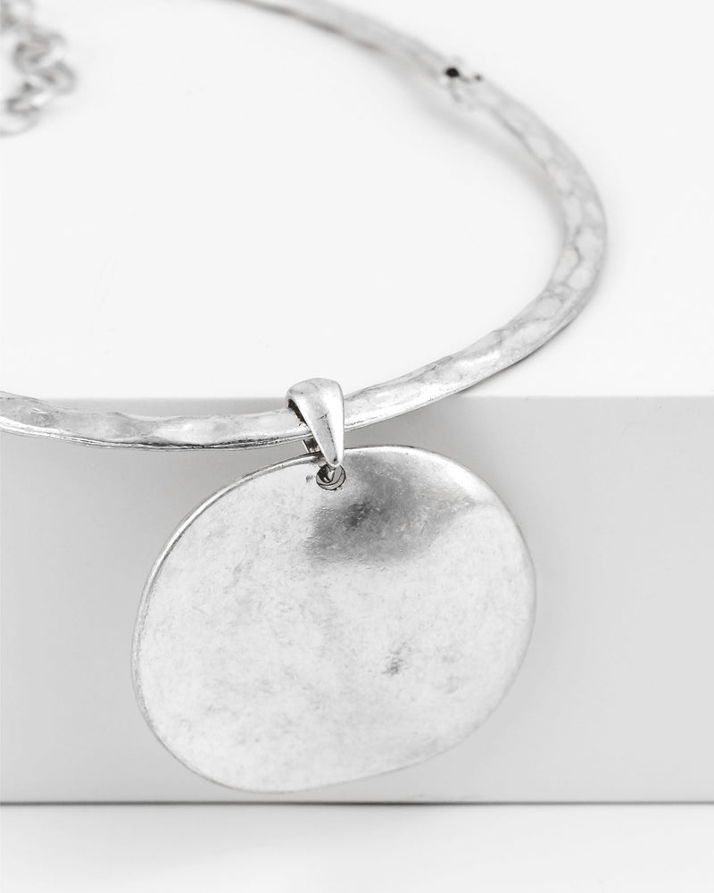 Dauplaise Jewelry - Silver-Tone Disc Drop Necklace