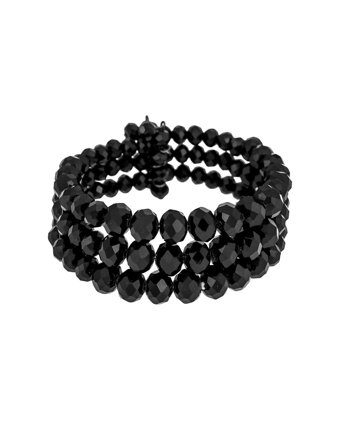 Black beaded bracelet on a white background