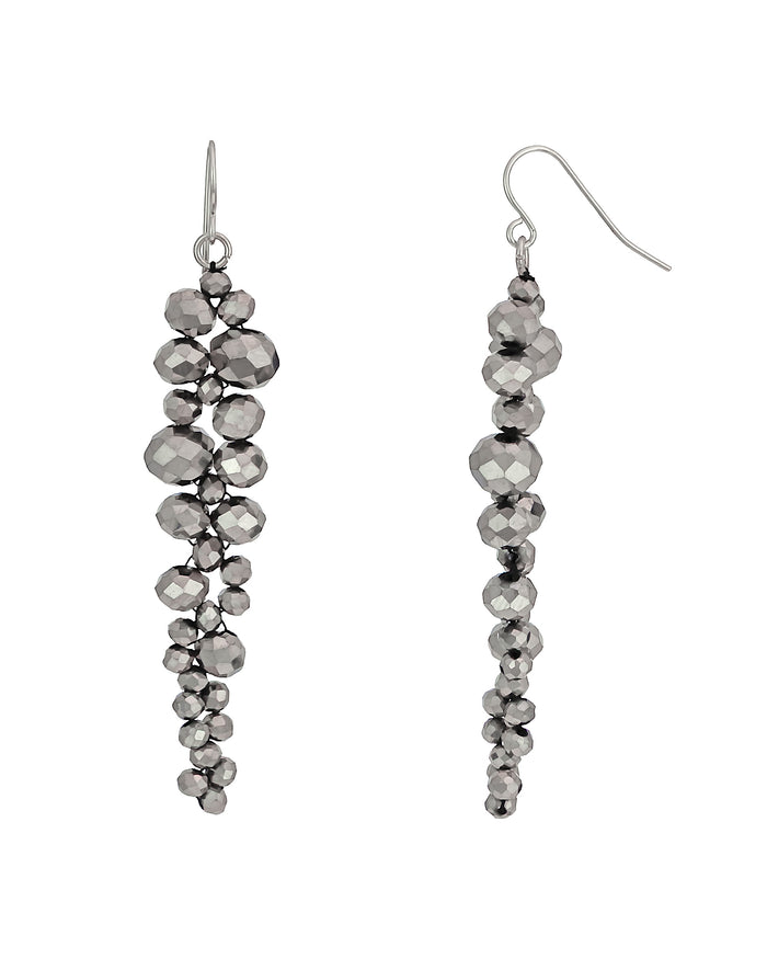 Pair of beaded earrings on a white background