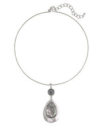 Necklace with a teardrop-shaped pendant on a white background