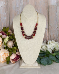 Rosette Ruby Glow Two-Row Necklace