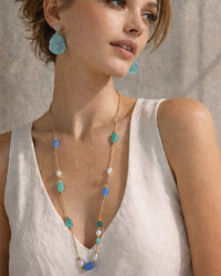 Coastal Luster Necklace & Sea Light Teardrop Earrings Bundle Set