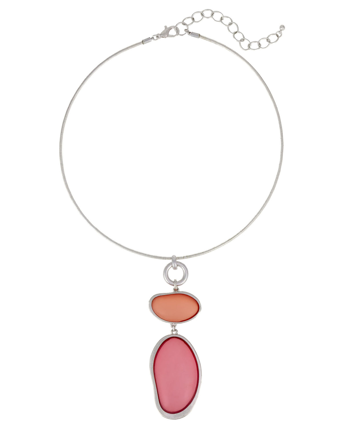 Necklace with colorful pendant on a white background