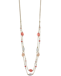 Necklace with multicolored beads on a white background