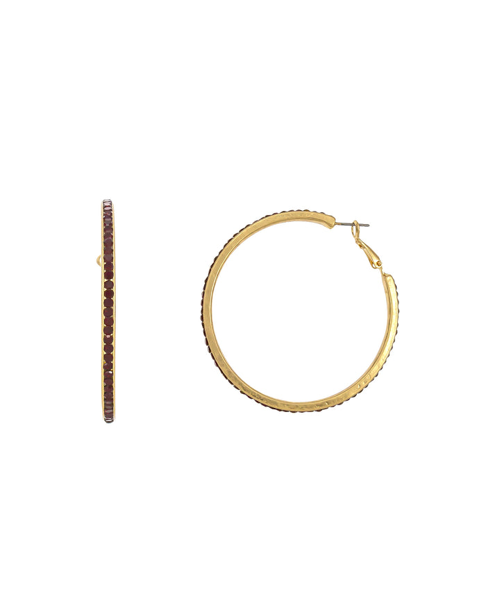 Dauplaise Jewlery - The Red Stone Hoop Earrings