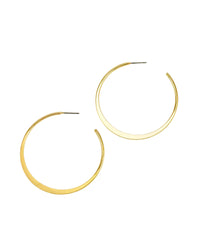 Gold-tone Large Thin Edge Hoop Earrings displayed on white background – Dauplaise Jewelry