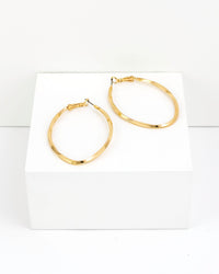 Dauplaise Jewelry - Gold-Tone Twisted Oval Hoop