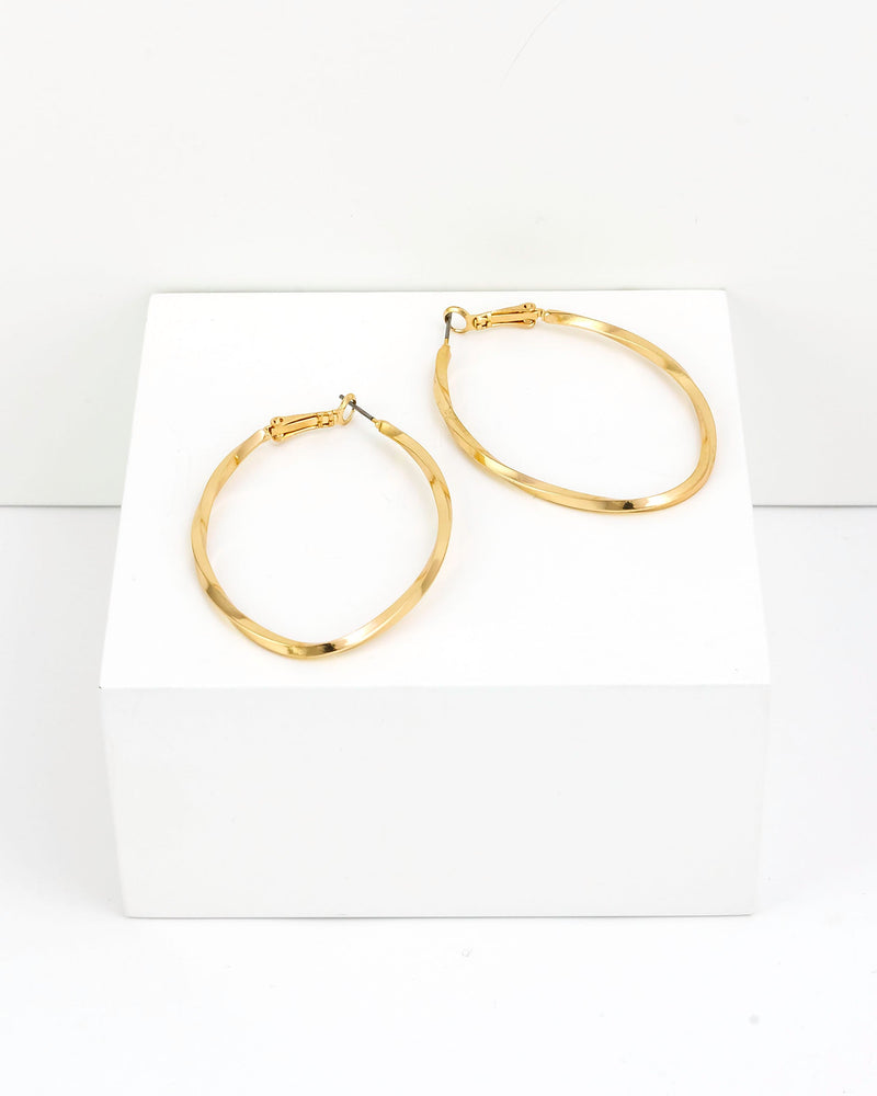 Dauplaise Jewelry - Gold-Tone Twisted Oval Hoop