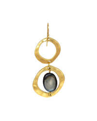 Dauplaise Jewelry - Double Drop Metal and Shell Earrings