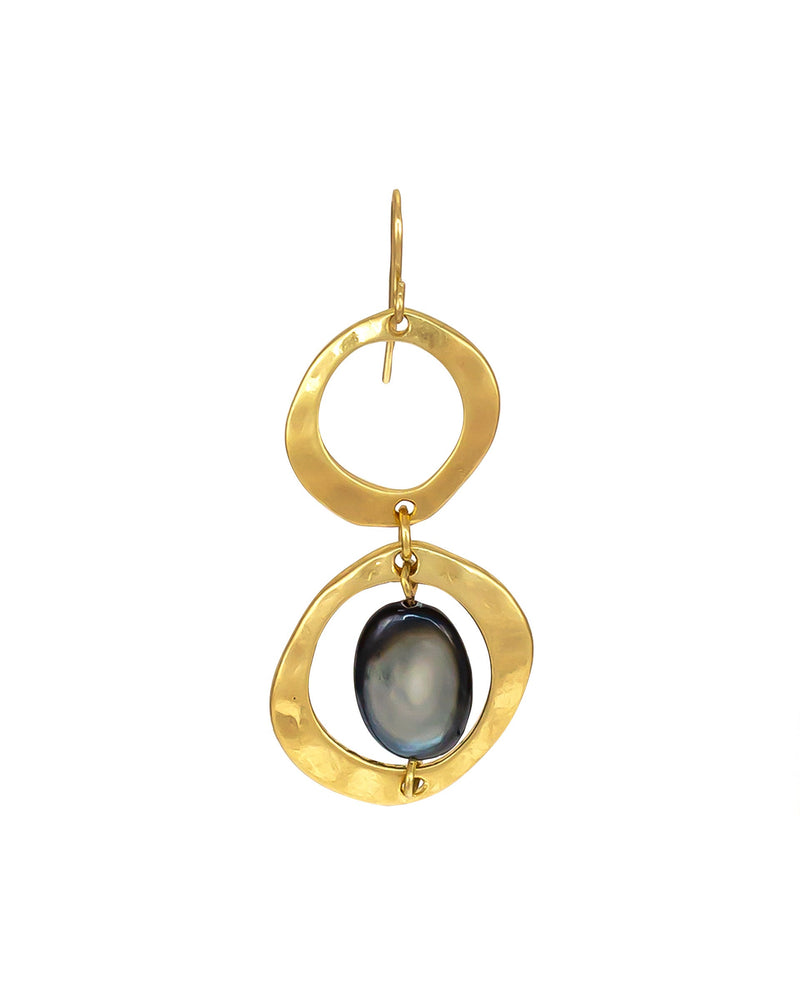 Dauplaise Jewelry - Double Drop Metal and Shell Earrings