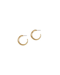 Post Shinny Huggie Hoop Earrings displayed on white background – Dauplaise Jewelry
