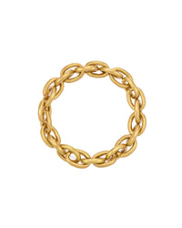 Worn-gold Stretch Chain Links Bracelet displayed on white background – Dauplaise Jewelry