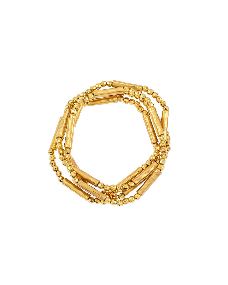 Dauplaise Jewelry - Gold-tone Four-row Beaded Stretch Bracelet