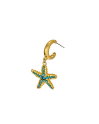 Dauplaise Jewelry - Turquoise Star Fish Hoop Earrings