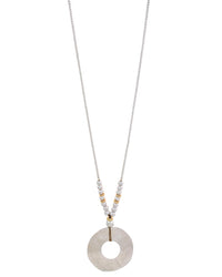 Long Necklace with Donut Pendant displayed on white background – Dauplaise Jewelry