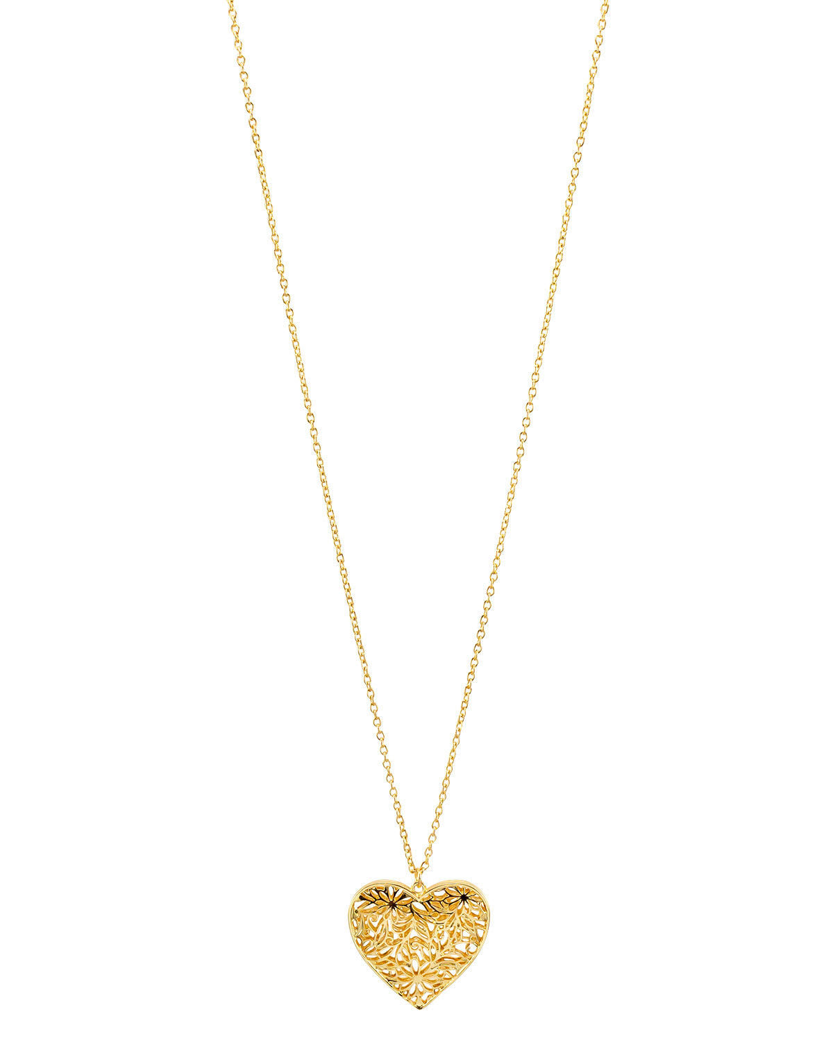 Dauplaise Jewelry - 'Be Mine' Filigree Heart Pendant in Gold-Tone