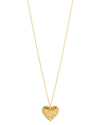 Dauplaise Jewelry - 'Be Mine' Filigree Heart Pendant in Gold-Tone