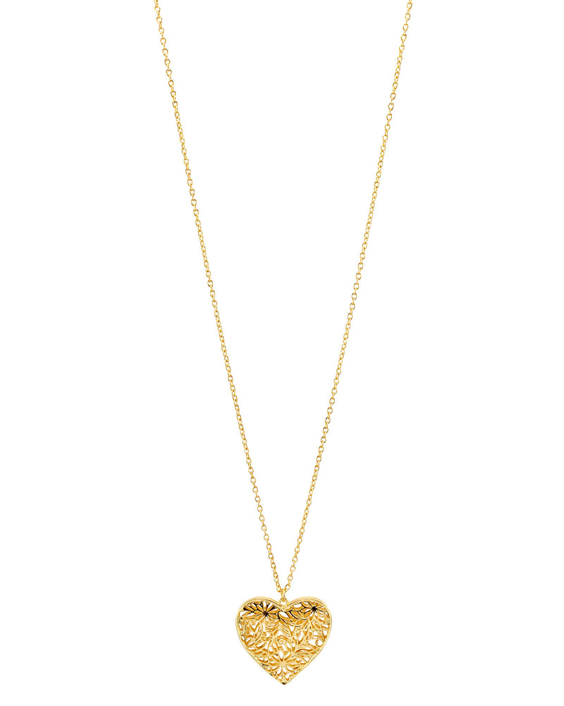 Dauplaise Jewelry - 'Be Mine' Filigree Heart Pendant in Gold-Tone