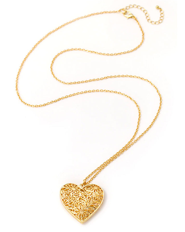 Dauplaise Jewelry - 'Be Mine' Filigree Heart Pendant
