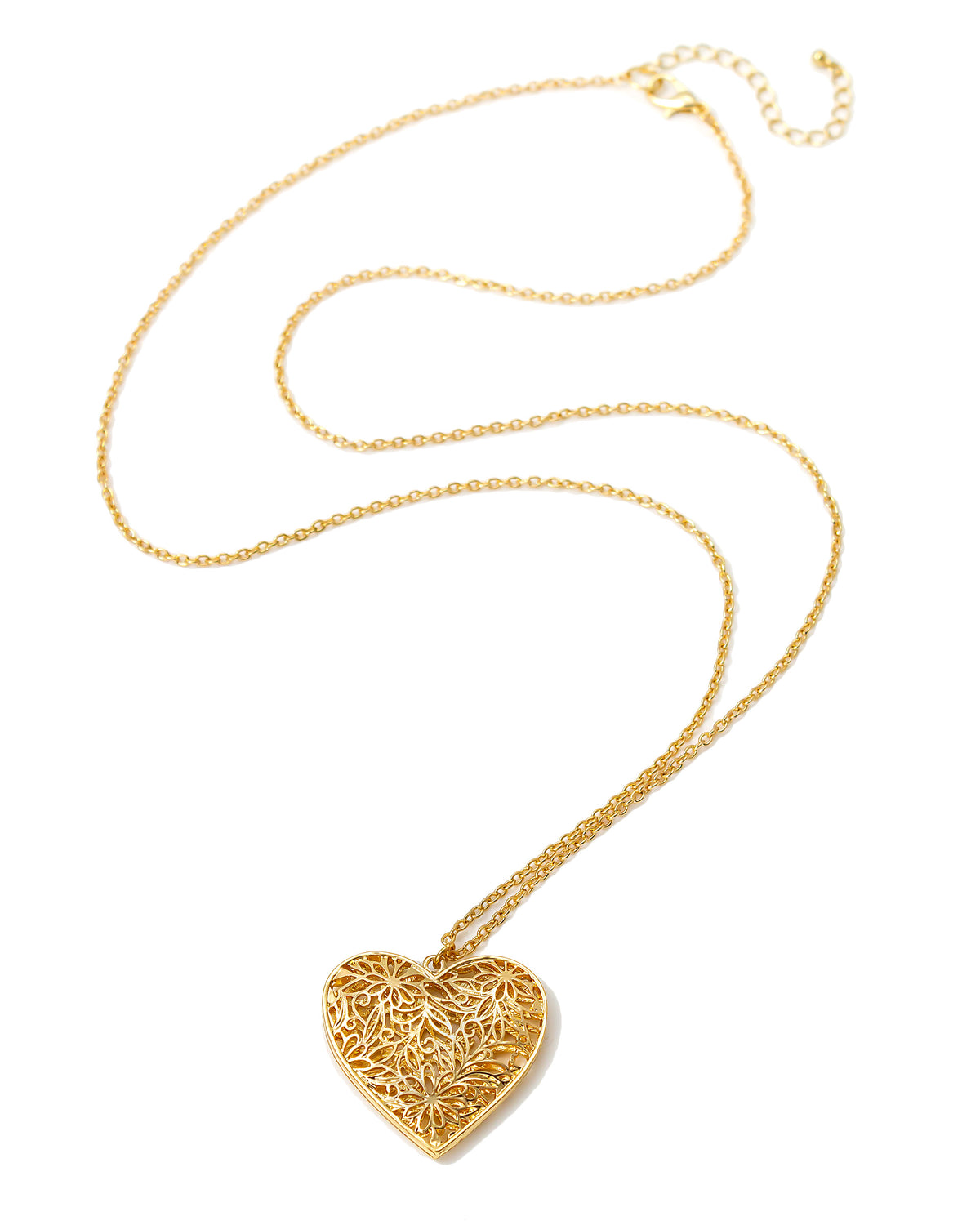 Dauplaise Jewelry - 'Be Mine' Filigree Heart Pendant in Gold-Tone