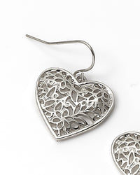 Dauplaise Jewelry - 'Be Mine' Filigree Heart Earring in Silver-Tone