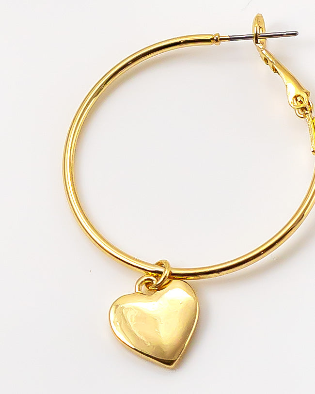 Dauplaise Jewelry -  'Love Her' Hoop with Heart Drop Earring